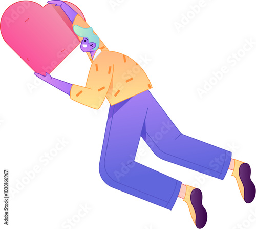 A relief illustration of a figure holding a caring hand, embodying the act of sharing affection.
