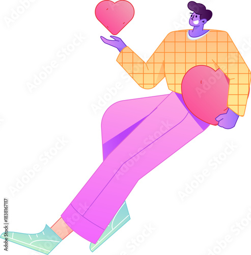 A relief illustration of a figure holding a caring hand, embodying the act of sharing affection.
