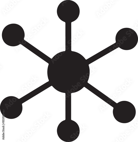 Abstract central node with multiple radiating connections icon design