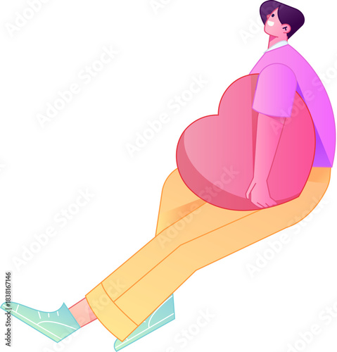 A relief illustration of a figure holding a caring hand, embodying the act of sharing affection.
