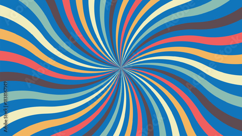 Vector set of swirling ridial backgrounds. spiral, sunburst, spinning rays patterns. Twisted and distorted vector texture in trendy retro groovy hippie 70s psychedelic style. Y2k aesthetic.