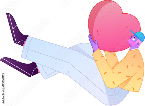 A relief illustration of a figure holding a caring hand, embodying the act of sharing affection.
