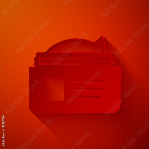 Paper cut Ointment cream tube medicine icon isolated on red background. Tube, container, toothpaste, cream sign. Paper art style. Vector