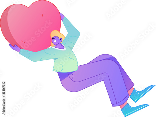 A relief illustration of a figure holding a caring hand, embodying the act of sharing affection.
