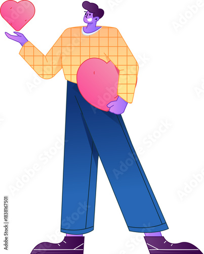 A relief illustration of a figure holding a caring hand, embodying the act of sharing affection.
