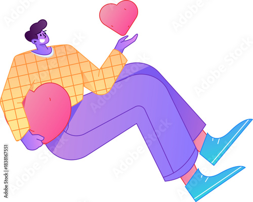 A relief illustration of a figure holding a caring hand, embodying the act of sharing affection.
