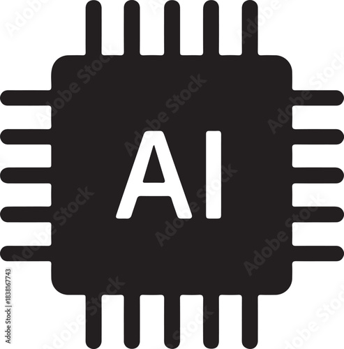Artificial intelligence processor chip icon for advanced computing