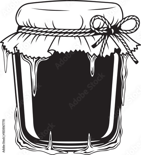 
Homemade Jam Jar with Fabric Cover and Rustic Twine Bow