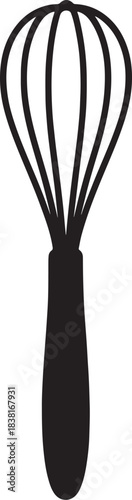 Black silhouette of traditional japanese matcha tea whisk chasen icon.
