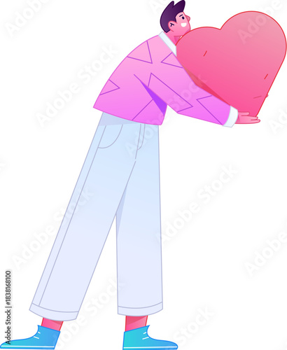 A relief illustration of a figure holding a caring hand, embodying the act of sharing affection.
