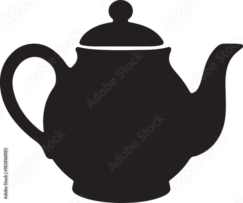 Classic black teapot silhouette vector graphic design element icon