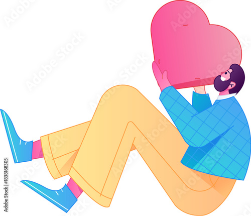 A relief illustration of a figure holding a caring hand, embodying the act of sharing affection.
