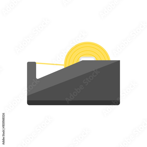 adhesive tape dispenser flat design vector illustration isolated on white background. illustration of a classic clear tape dispenser with a full roll of tape in office and crafting environments.