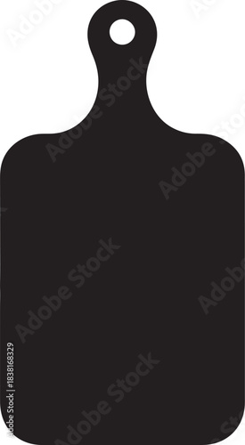 Isolated black kitchen chopping board icon for food prep use