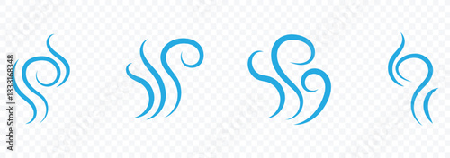 Smoke and steam icons collection. Doodle smoke icons set. Water steam symbols. Hand drawn hot vapors.  Vector illustration