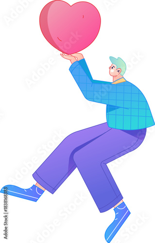 A relief illustration of a figure holding a caring hand, embodying the act of sharing affection.
