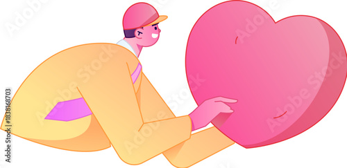 A relief illustration of a figure holding a caring hand, embodying the act of sharing affection.
