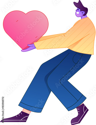 A relief illustration of a figure holding a caring hand, embodying the act of sharing affection.
