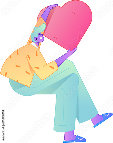 A relief illustration of a figure holding a caring hand, embodying the act of sharing affection.
