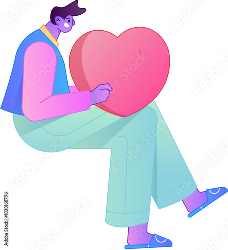 A relief illustration of a figure holding a caring hand, embodying the act of sharing affection.
