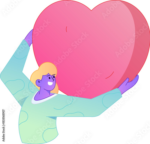 A relief illustration of a figure holding a caring hand, embodying the act of sharing affection.
