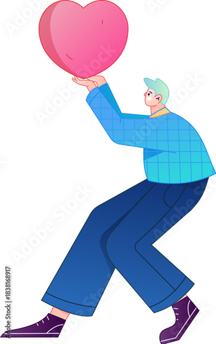 A relief illustration of a figure holding a caring hand, embodying the act of sharing affection.
