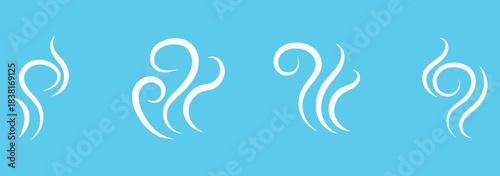 Smoke and steam icons collection. Doodle smoke icons set. Water steam symbols. Hand drawn hot vapors.  Vector illustration