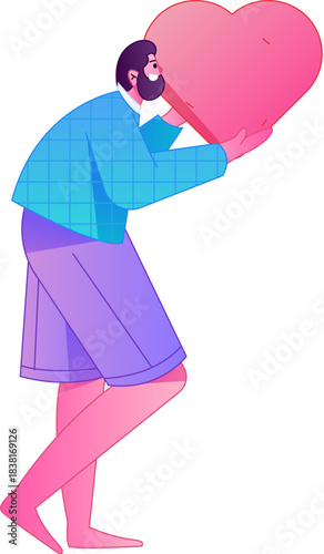 A relief illustration of a figure holding a caring hand, embodying the act of sharing affection.
