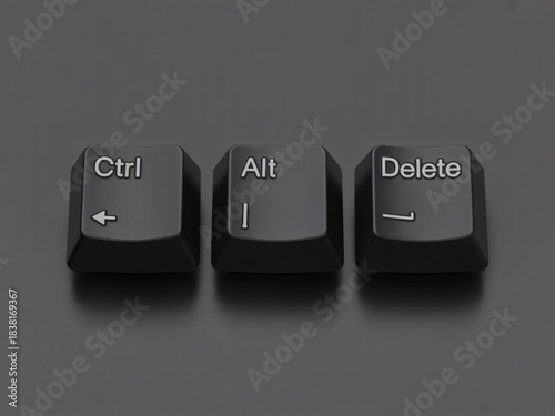 Essential computer hardware keys Control Alt Delete ready for system restart or emergency shutdown commands