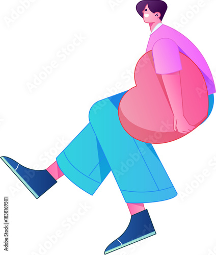 A relief illustration of a figure holding a caring hand, embodying the act of sharing affection.
