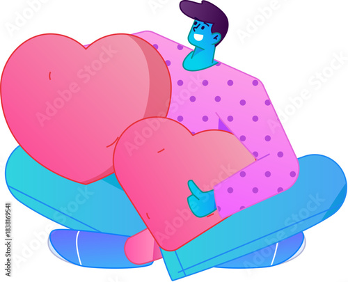 A relief illustration of a figure holding a caring hand, embodying the act of sharing affection.
