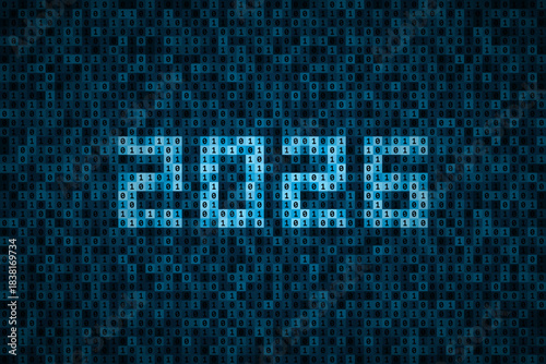 Number 2026 over binary code made from 0 and 1 symbols