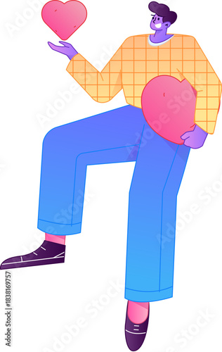 A relief illustration of a figure holding a caring hand, embodying the act of sharing affection.
