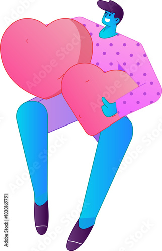 A relief illustration of a figure holding a caring hand, embodying the act of sharing affection.
