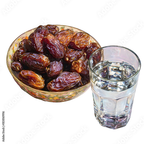 Dates and water still life