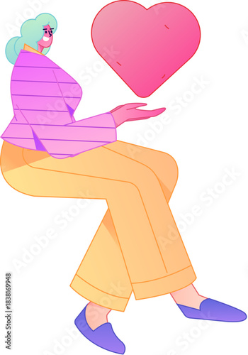 A relief illustration of a figure holding a caring hand, embodying the act of sharing affection.
