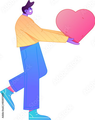 A relief illustration of a figure holding a caring hand, embodying the act of sharing affection.
