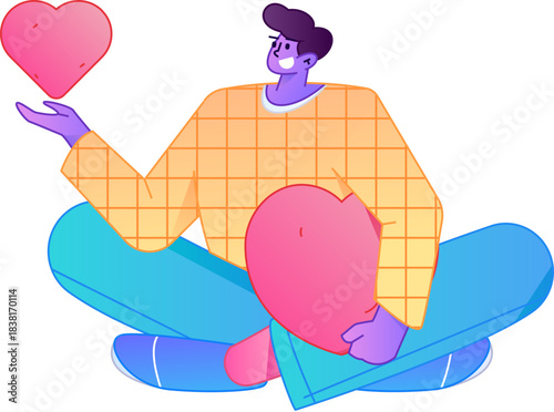 A relief illustration of a figure holding a caring hand, embodying the act of sharing affection.
