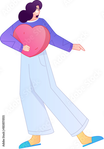 A relief illustration of a figure holding a caring hand, embodying the act of sharing affection.
