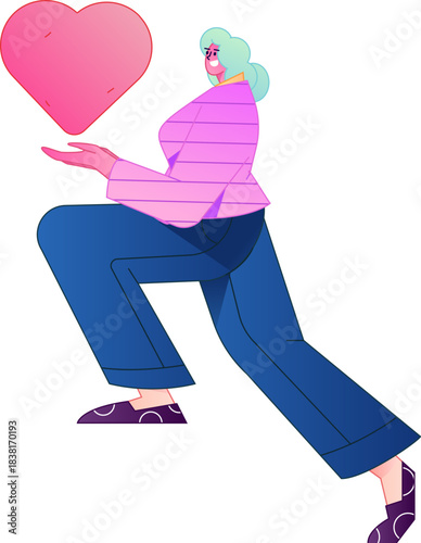 A relief illustration of a figure holding a caring hand, embodying the act of sharing affection.
