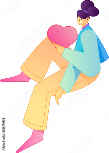 A relief illustration of a figure holding a caring hand, embodying the act of sharing affection.
