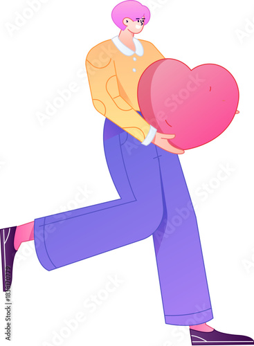 A relief illustration of a figure holding a caring hand, embodying the act of sharing affection.
