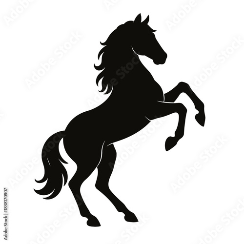 Running black mustang stallion silhouette vector illustration isolated on white