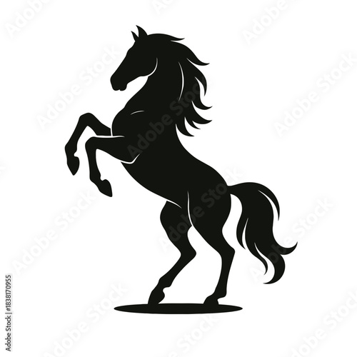 Black running horse silhouette vector illustration of a wild arabian stallion