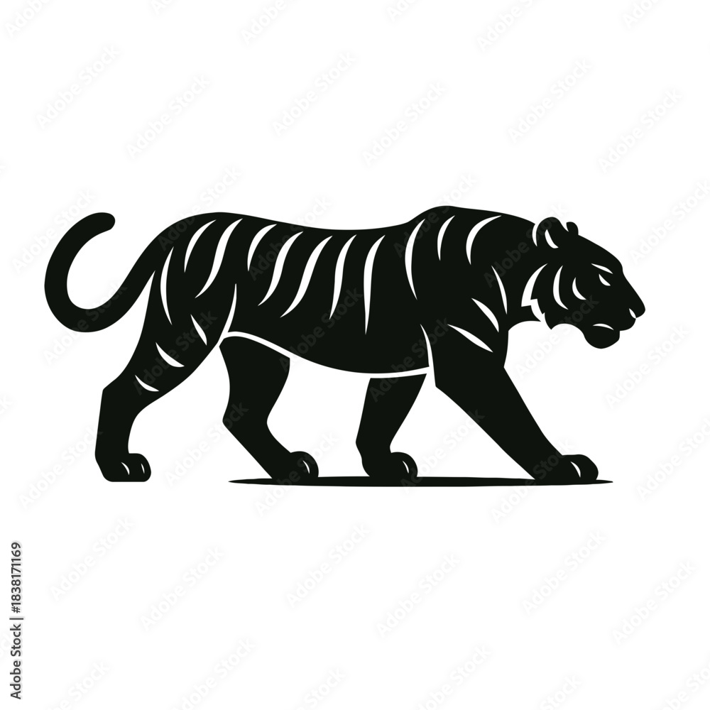 Fototapeta premium Cute cartoon striped tiger mammal vector on white background