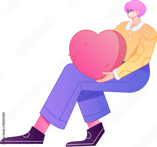 A relief illustration of a figure holding a caring hand, embodying the act of sharing affection.
