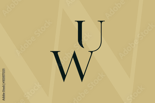 WU or UW letter logo icon design. Classic style luxury initials monogram.
