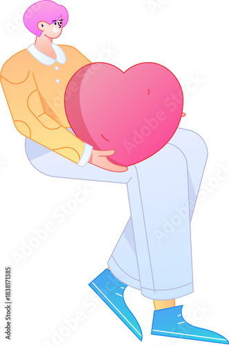 A relief illustration of a figure holding a caring hand, embodying the act of sharing affection.
