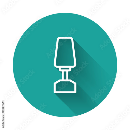 White line Milling cutter for manicure icon isolated with long shadow background. Apparatus for manicure. Manicure tools. Green circle button. Vector