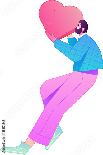 A relief illustration of a figure holding a caring hand, embodying the act of sharing affection.
